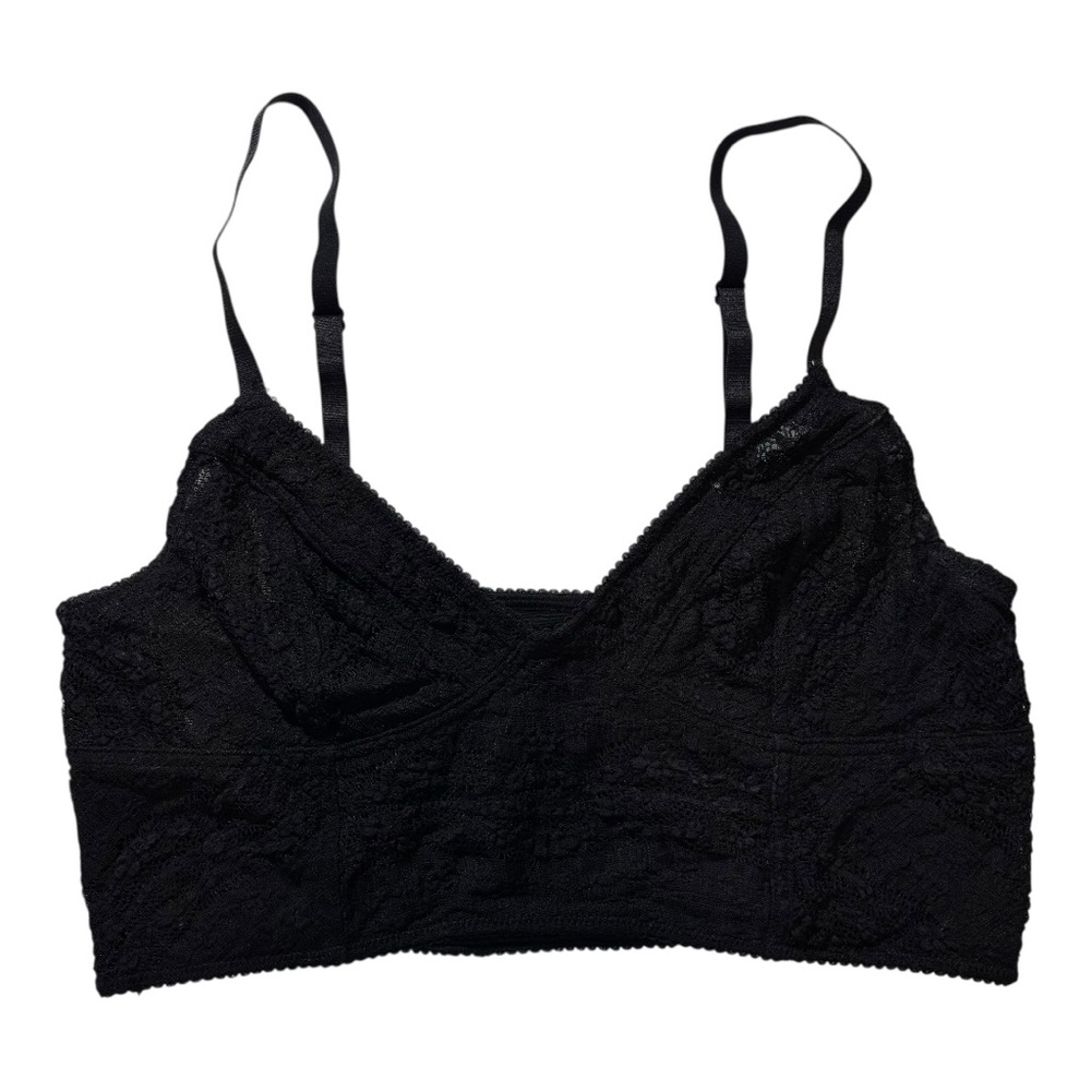Intimately Free People Black Lace Longline Bralette size small adjustable straps